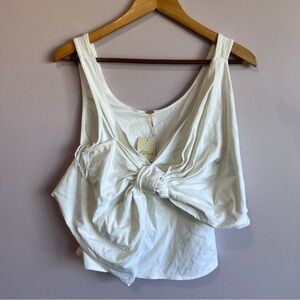 NWT Free People Dramatic Big Bow Ivory Cropped Tank Top Size Small